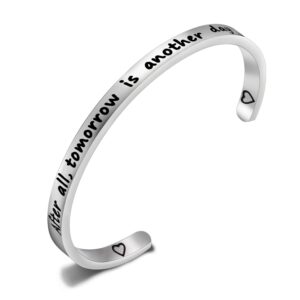 tgbje after all tomorrow is another day cuff bracelet inspired by gone with the wind scarlett quote jewelry famous movie inspirational quote (tomorrow)