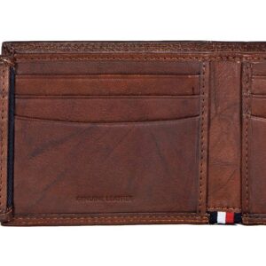 Tommy Hilfiger Men's Leather Passcase Wallet, Tan Huck, One Size