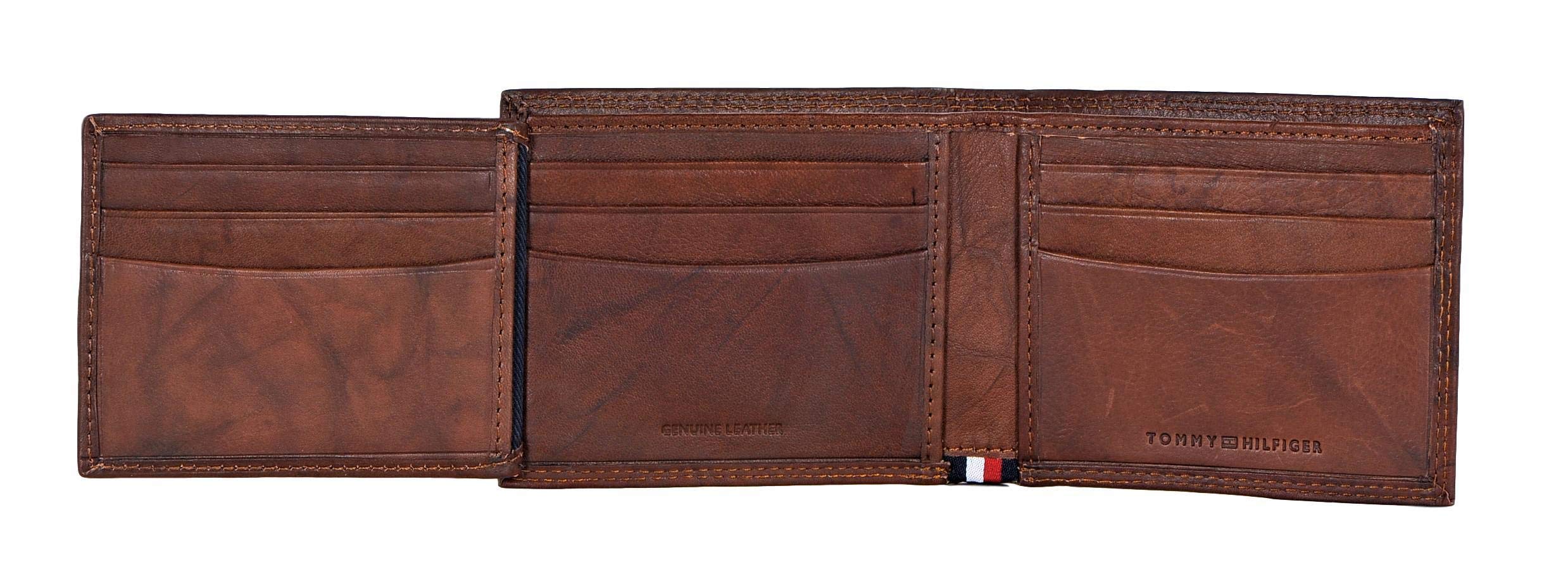 Tommy Hilfiger Men's Leather Passcase Wallet, Tan Huck, One Size