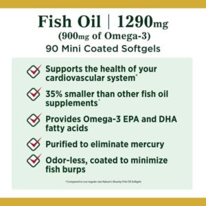 Fish Oil 1290 mg, Mini Odorless Softgels, 2 Bottles (90 Count)