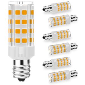 taiyaloo e12 led bulb 5w c7 light bulb, 40w e12 halogen equivalent, warm white 3000k, t6 small base, 120v 450lm e12 led candelabra bulbs for chandelier, ceiling fan, salt lamp, non-dimmable, 6 pack