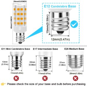 TAIYALOO E12 LED Bulb 5W C7 Light Bulb, 40W E12 Halogen Equivalent, Warm White 3000K, T6 Small Base, 120V 450LM E12 LED Candelabra Bulbs for Chandelier, Ceiling Fan, Salt Lamp, Non-Dimmable, 6 Pack