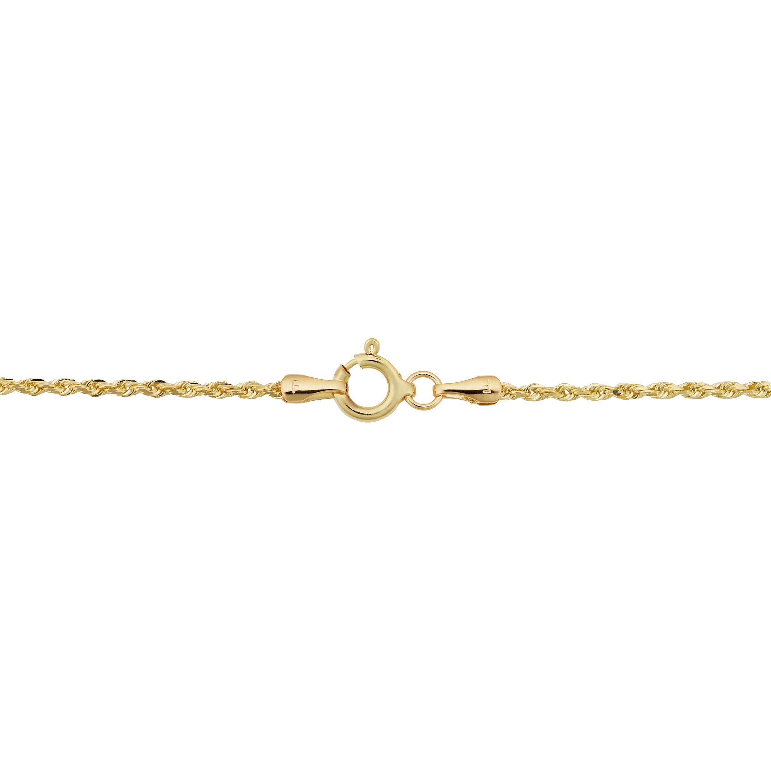 Kooljewelry 14k Yellow Gold Rope Chain Necklace (1.6 mm 20 inch)