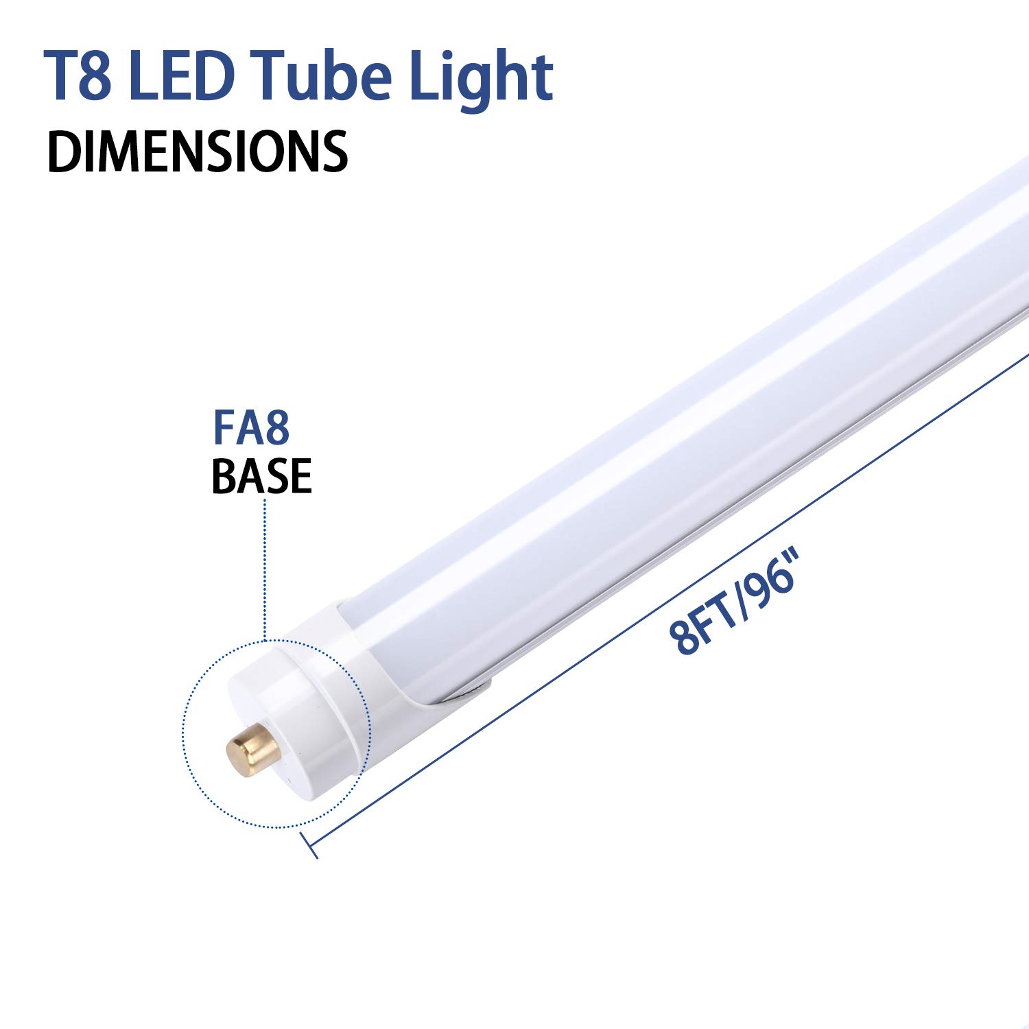 TRLIFE 8FT LED Tube Light, T8 8FT LED Shop Light Bulbs 45W Cool White FA8 Base, Replacement for Florescent Fixtures 6000K, Frosted Cover for Warehouse Workshop Mall Shop Garage(4 Pack)