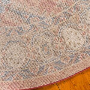 Unique Loom Utopia Collection Area Rug - Larissa (4' 1" Round, Terracotta/ Blue)