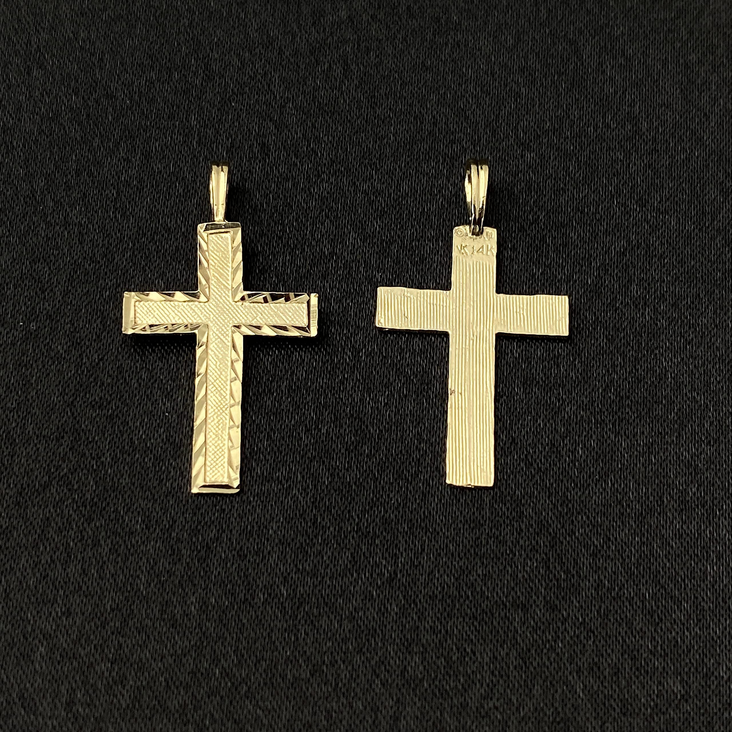 Ioka 14K Yellow Gold SMALL Religious THIN Cross Pendant For Necklace or Chain