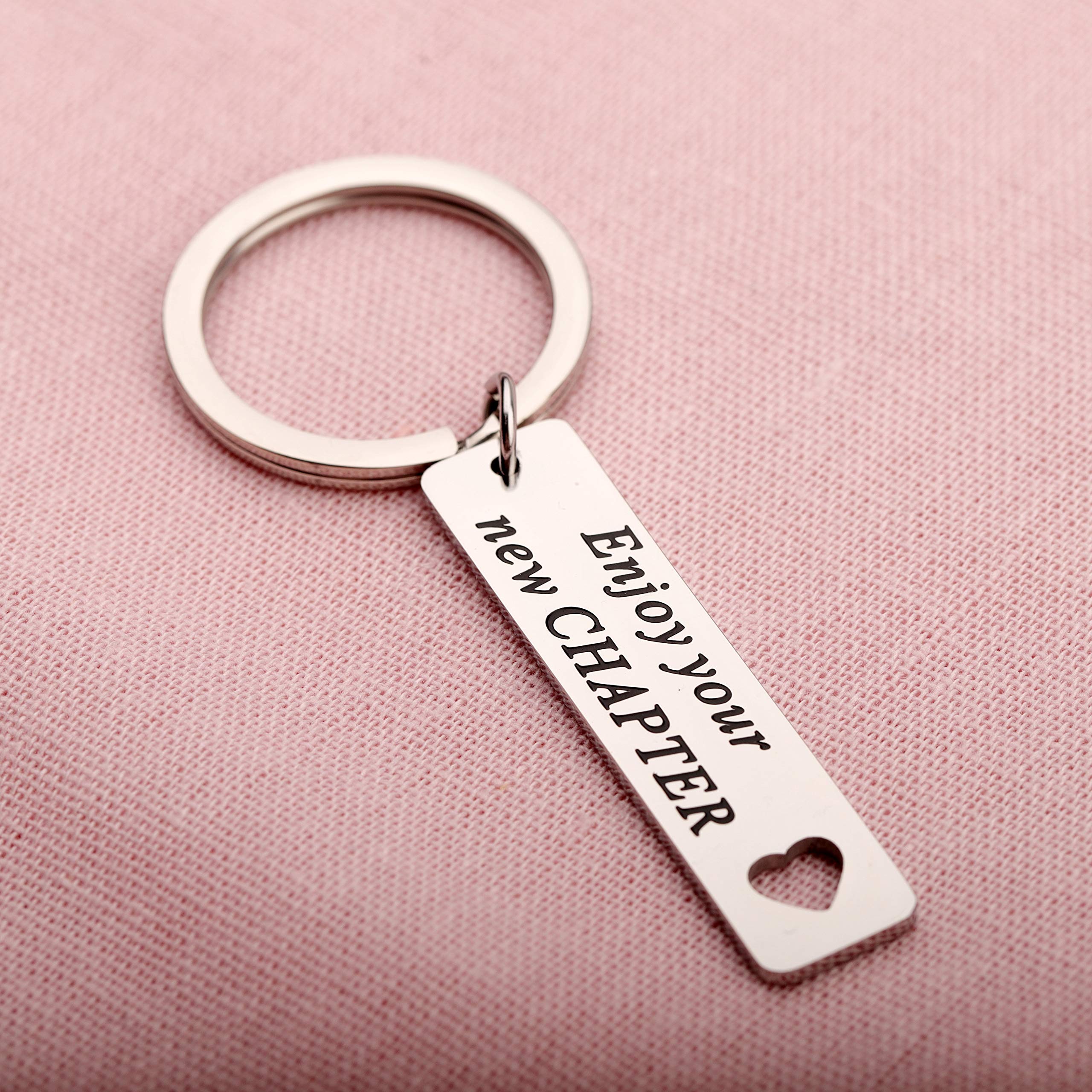 SEIRAA Retirement Gift Enjoy Your New Chapter Keychain New Beginnings Jewelry Bookworm Gift Librarian Teacher Jewelry (Enjoy Your New Chapter)