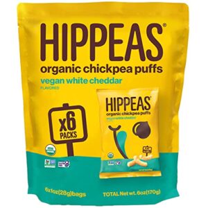 hippeas organic chickpea puffs vegan white cheddar, 1 ounce, 6 count