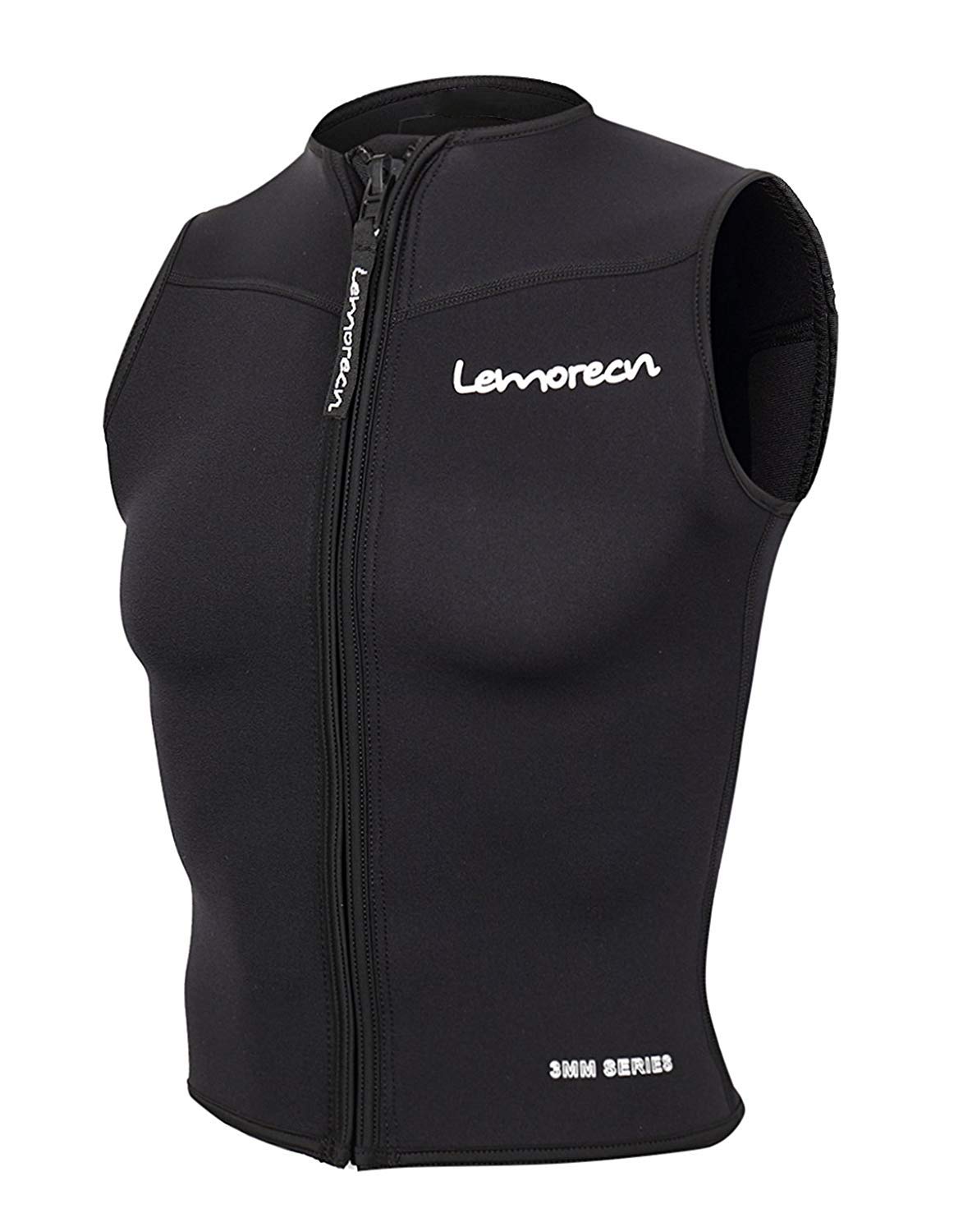 Lemorecn Mens Wetsuits Top Premium Neoprene 3mm Zipper Diving Vest (2095black-L)