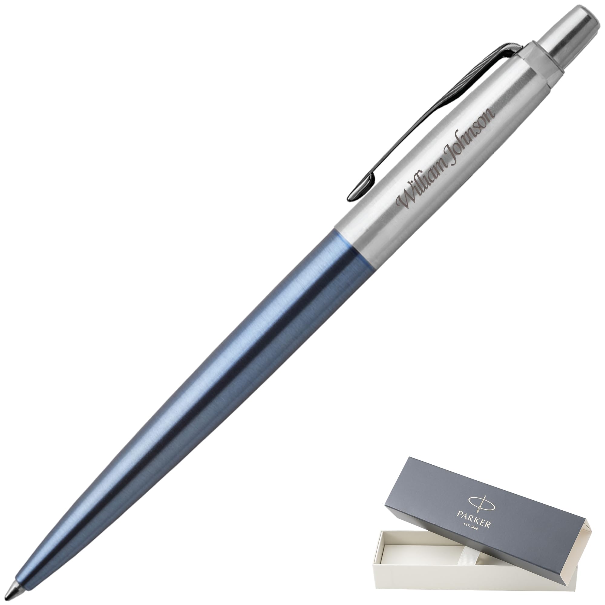 Dayspring Pens Parker Personalized Jotter Gel Pen. Custom Engraved (Waterloo Blue)