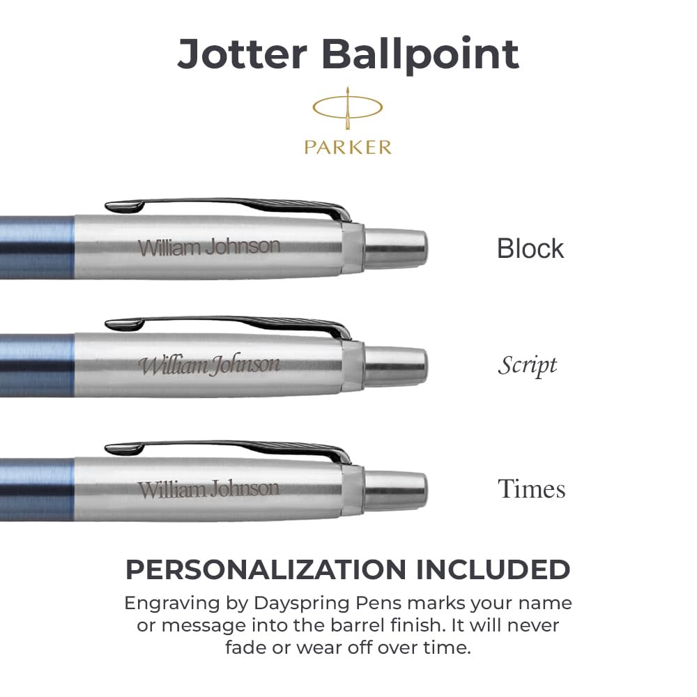 Dayspring Pens Parker Personalized Jotter Gel Pen. Custom Engraved (Waterloo Blue)