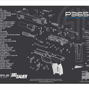 EDOG P365 Gun Cleaning Mat - Schematic (Exploded View) Diagram Compatible with Sig Sauer P365 Series Pistol 3 mm Padded Pad Protect Your Firearm Magazines Bench Surfaces Gun Oil Solvent Resistant