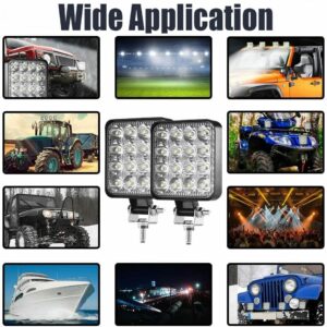 Led Light Bar, Turboo 10PCS 4inch 48W Led Work Light Square Spot Lights Off-road Lights Led lights for Trucks,Off-road Vehicle, ATV, SUV, UTV, 4WD, Jeep, Boat and More