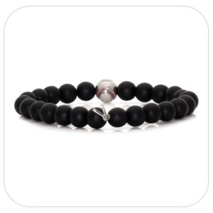 Nsitbbuery Fashion Baseball Bracelet 8MM Matte Agate Lava Rock Beads Bracelet(Onyx White)