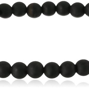 LTC Designs 4mm Smooth Round Matte Black Onyx Stretch Bracelet, 6.5"