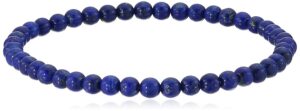 ltc designs 4 mm smooth round lapis lazuli stretch bracelets, 7" for men, women,and teens