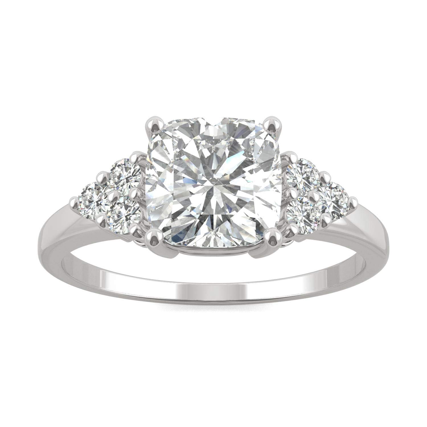 14K White Gold Moissanite by Charles & Colvard 7mm Cushion Engagement Ring-size 8 1.88cttw DEW