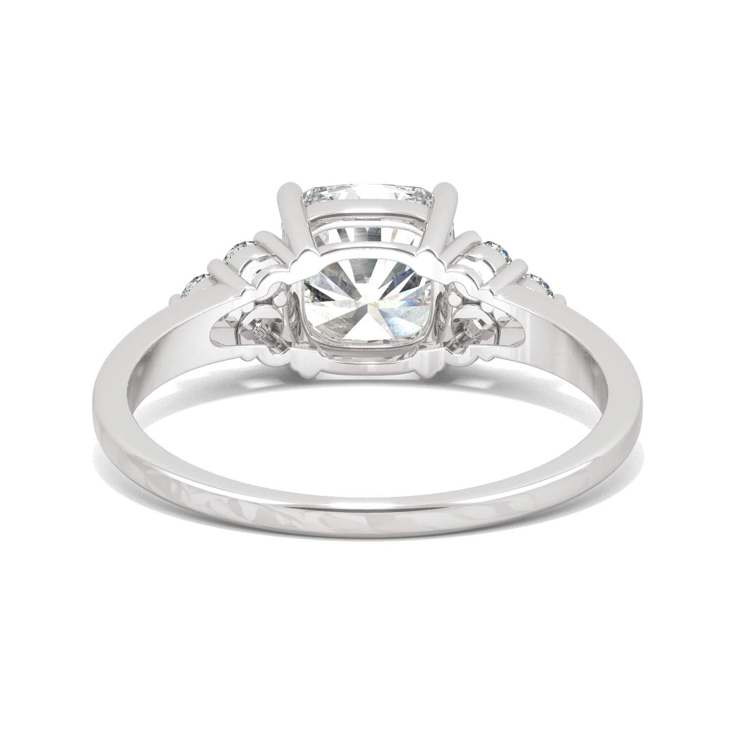 14K White Gold Moissanite by Charles & Colvard 7mm Cushion Engagement Ring-size 8 1.88cttw DEW