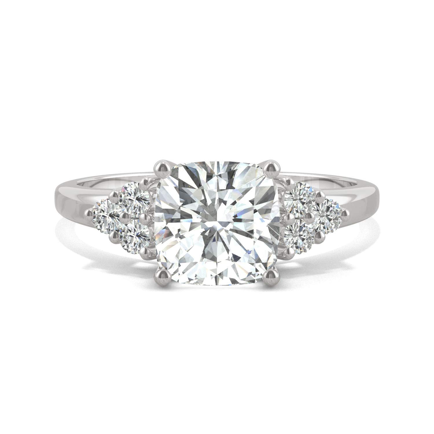 14K White Gold Moissanite by Charles & Colvard 7mm Cushion Engagement Ring-size 8 1.88cttw DEW