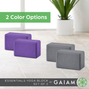 Gaiam Essentials Yoga Block (Set Of 2) - Supportive Foam Blocks - Soft Non-Slip Surface for Yoga, Pilates, Meditation - Easy-Grip Beveled Edges - Helps with Alignment and Motion - Black