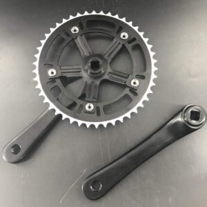 DONSP1986 Crankset Set Single Speed 46T 170mm Crankarms 130 BCD for Mountain Road Bike Fixed Gear Bicycle (Square Taper, Black) (46T, Sprocket)