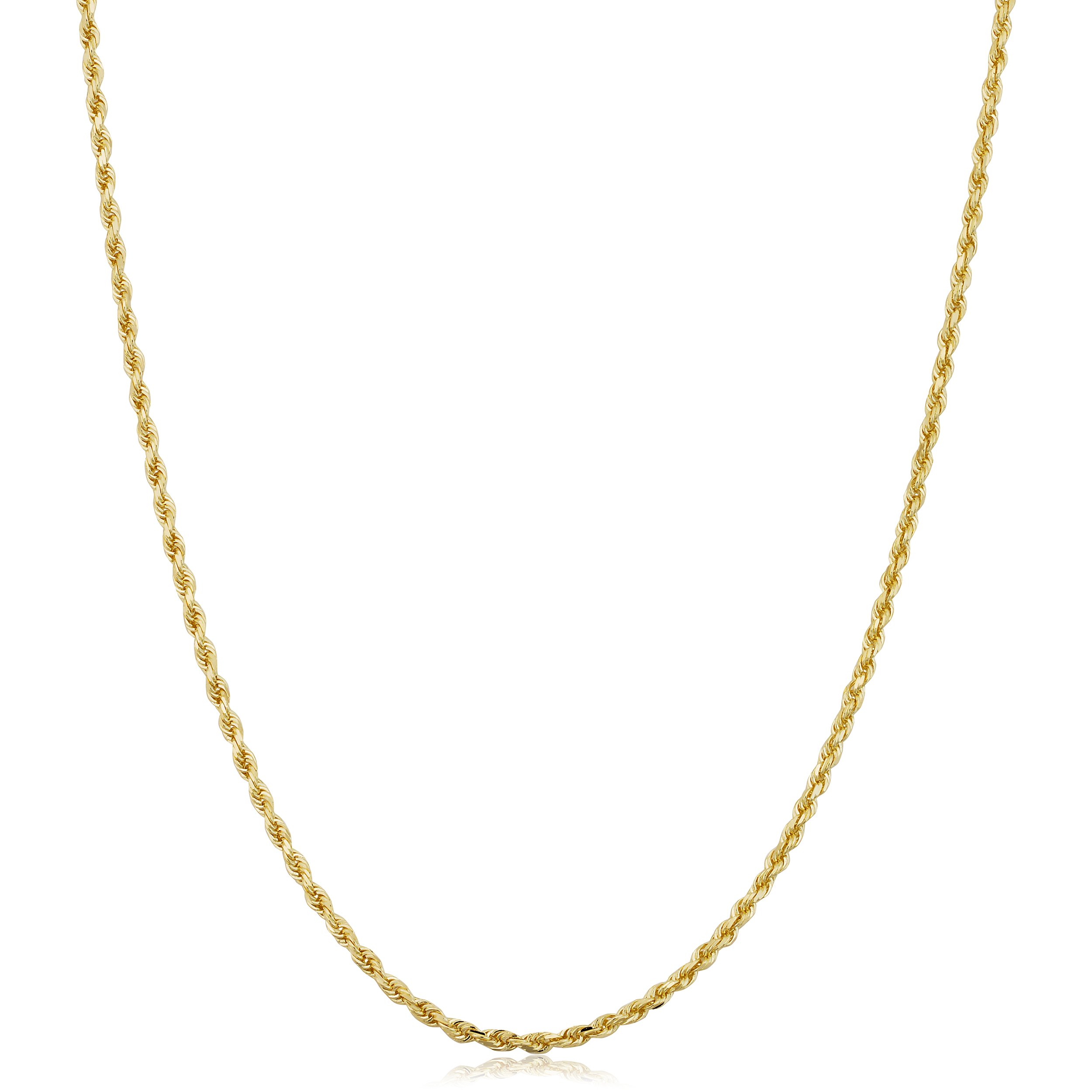 Kooljewelry 14k Yellow Gold Rope Chain Necklace (1.6 mm 14 inch)