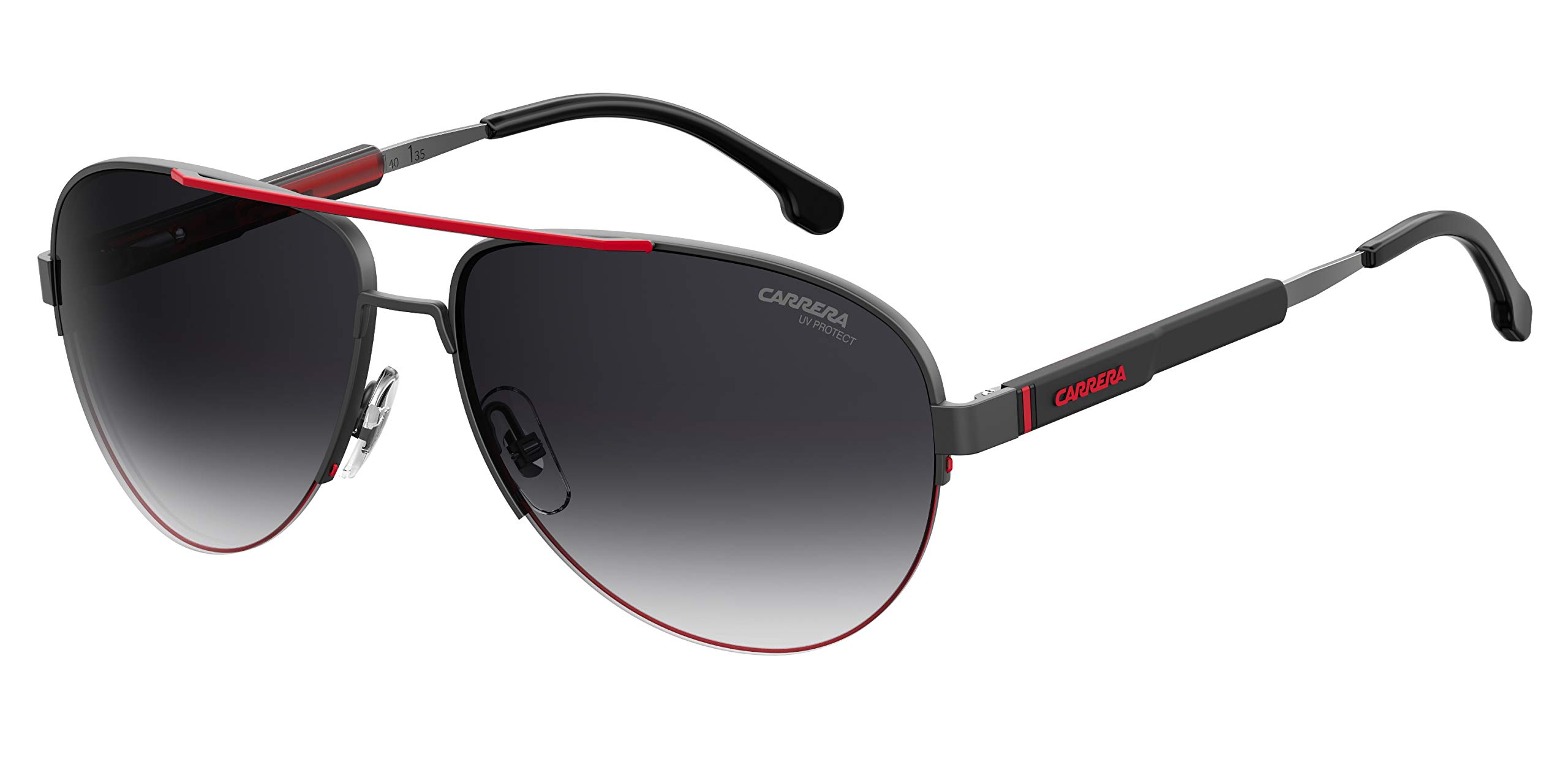 Carrera 8030/S Sunglasses CA8030S-0SVK-9O-6215 - Semi Matte Ru Black Frame, Dark Gray Gradient