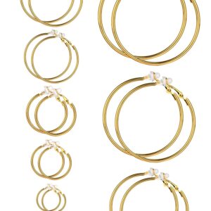 Sumind 6 Pairs Clip on Hoop Earrings Hoop Gold Earrings Non Piercing Earrings Set for Women, 6 Sizes