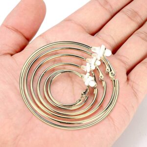 Sumind 6 Pairs Clip on Hoop Earrings Hoop Gold Earrings Non Piercing Earrings Set for Women, 6 Sizes