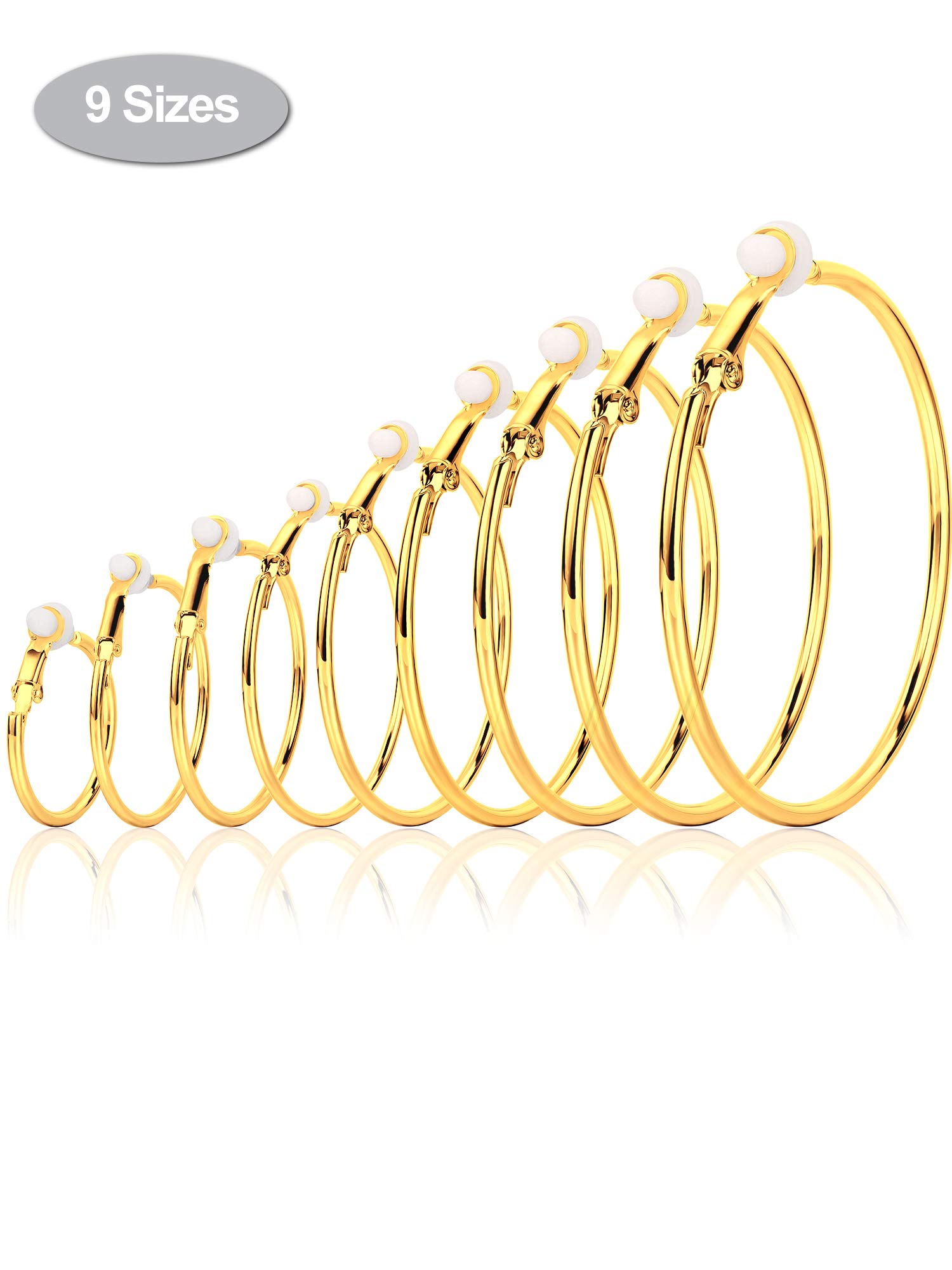 Sumind 6 Pairs Clip on Hoop Earrings Hoop Gold Earrings Non Piercing Earrings Set for Women, 6 Sizes