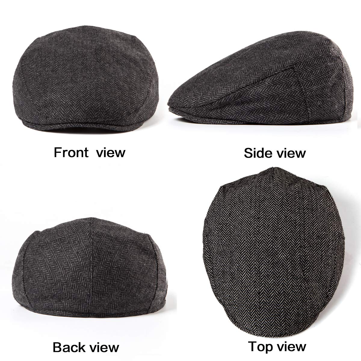 LADYBRO Flat Hat Caps for Men - Black Cabbie Hat Large XL Newsboy Hats Men Ivy Cap