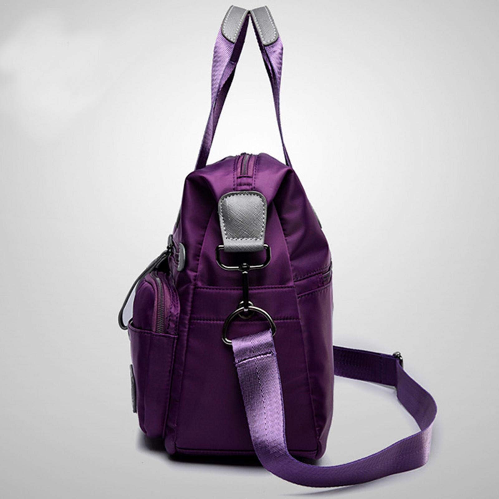 Shoulder Bags for Women,Nylon Crossbody Bags for Women,Waterproof Multi Pocket Ladies Travel Handbags Purple, Large