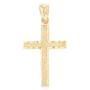 ioka - 14k yellow gold small cross pendant religious charm thin pendant for necklace or chain