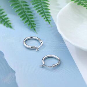 Sllaiss 3 Pairs Sterling Silver Round Hoop Earring for Women Lightweight Click-Top Hoop Earring Hypoallergenic 10-20MM