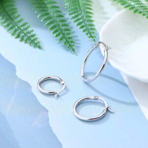 Sllaiss 3 Pairs Sterling Silver Round Hoop Earring for Women Lightweight Click-Top Hoop Earring Hypoallergenic 10-20MM