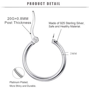 Sllaiss 3 Pairs Sterling Silver Round Hoop Earring for Women Lightweight Click-Top Hoop Earring Hypoallergenic 10-20MM