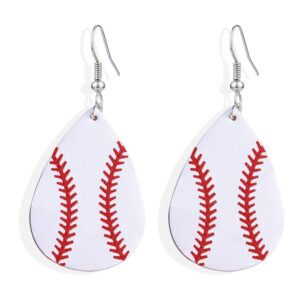 summer love faux leather teardrop earrings for women baseball basketball volleyball leather earrings dangle drop earrings jewelry earrings