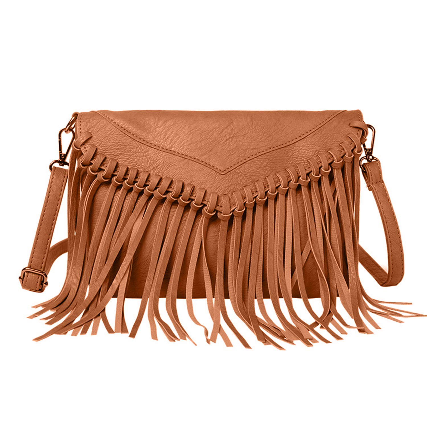 LUI SUI Women PU Leather Hobo Fringe Tassel Cross Body Bag Vintage Shoulder Handbag for Girls