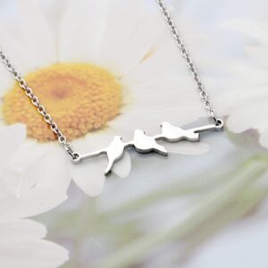 AKTAP Bird Necklace Birds on a Branch Necklace Three Little Birds Inspired Love Bird Jewelry