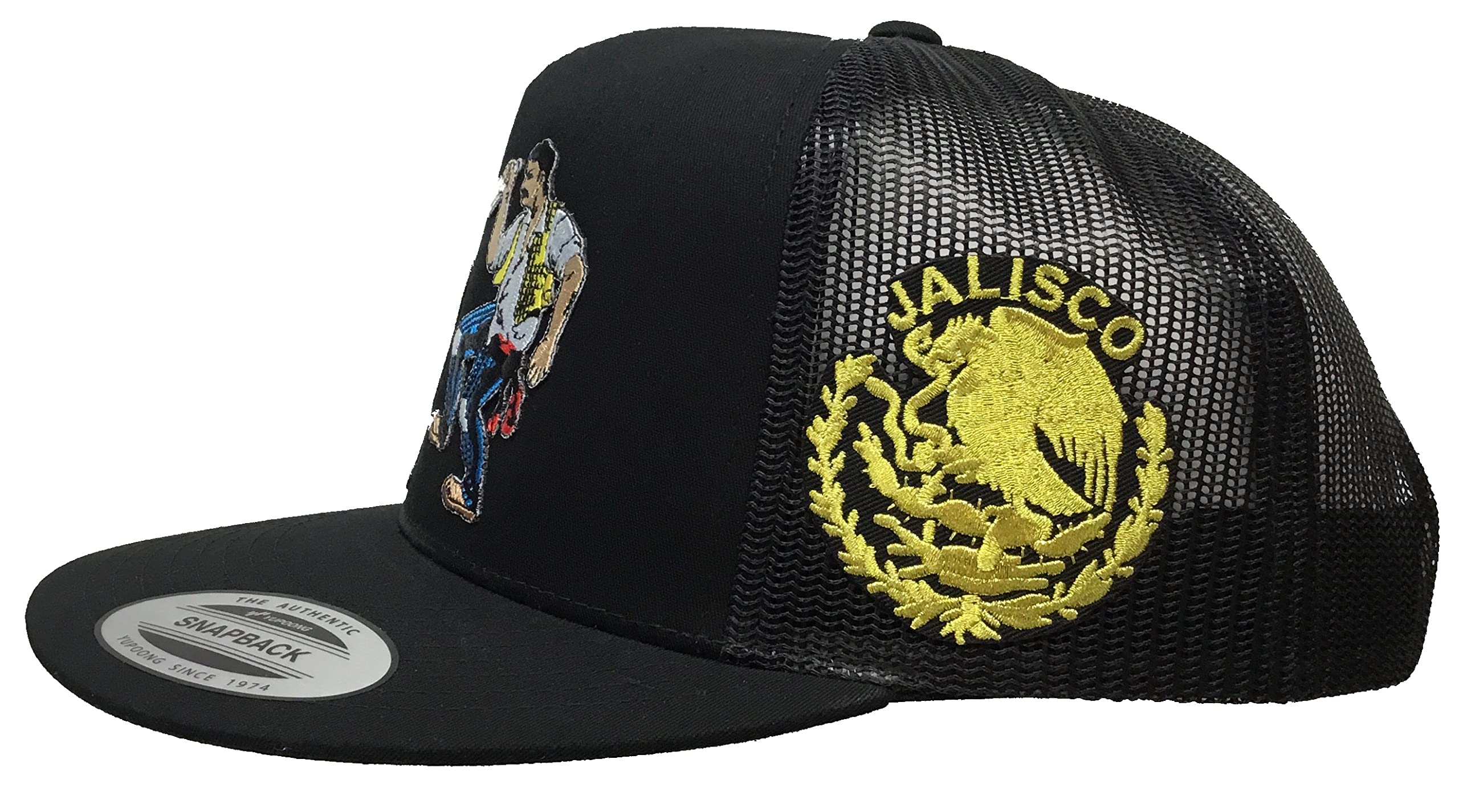 El Borracho y el valiente de Jalisco hat Black mesh Snapback