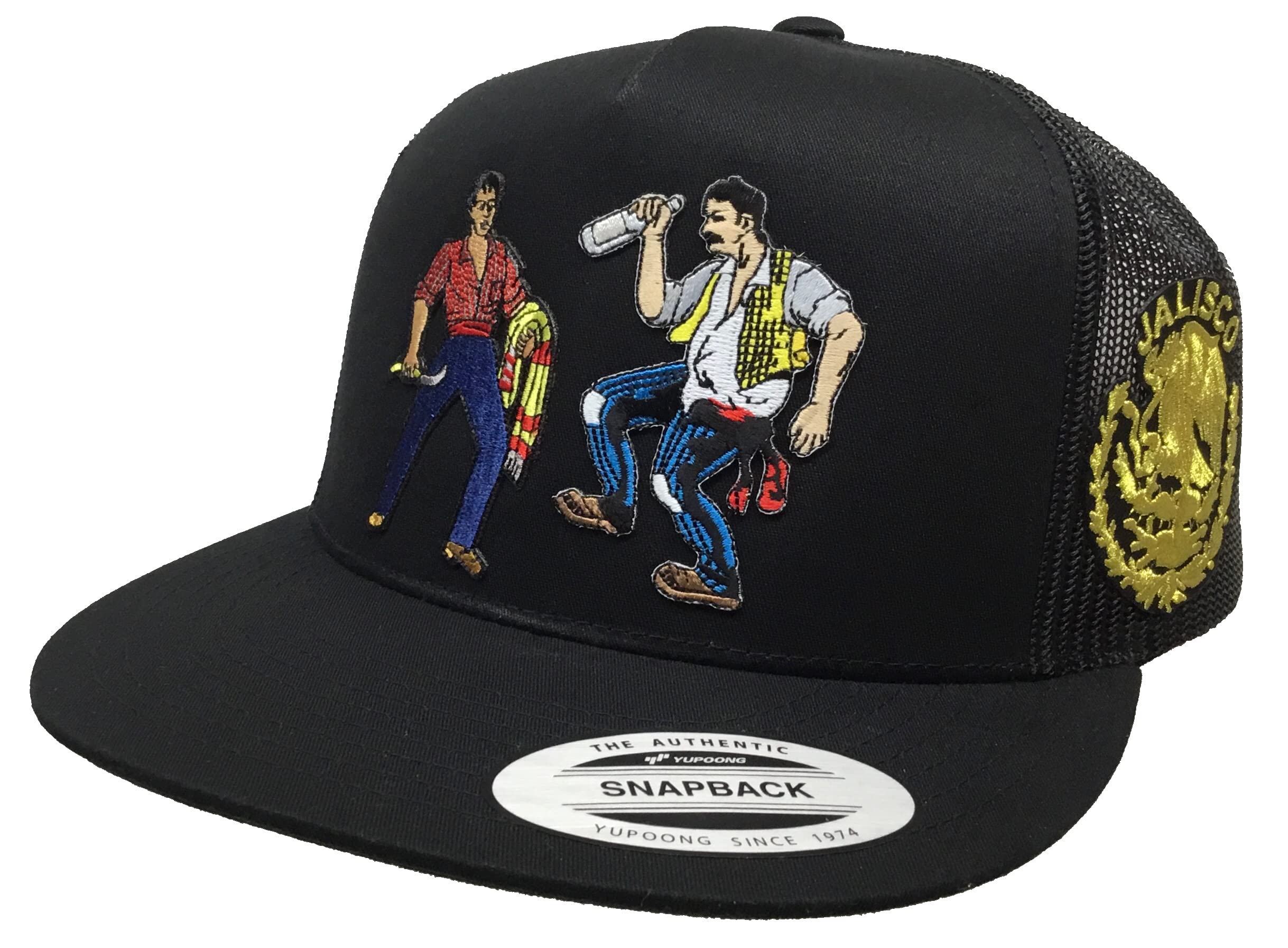 El Borracho y el valiente de Jalisco hat Black mesh Snapback