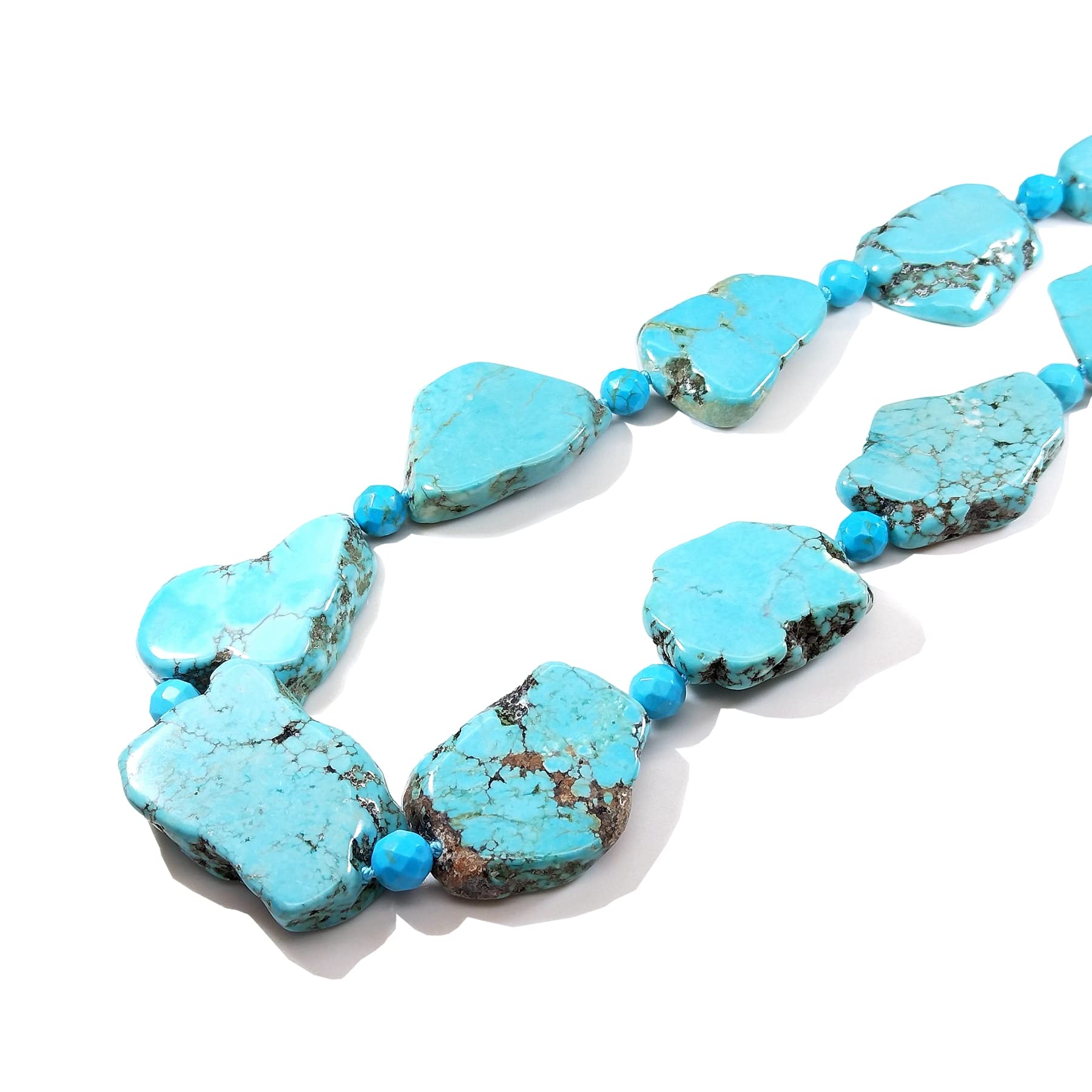 Lii Ji 26.5" 2 Rows Irregular Shape Blue Simulated Turquoise Howlite Statement Long Necklace