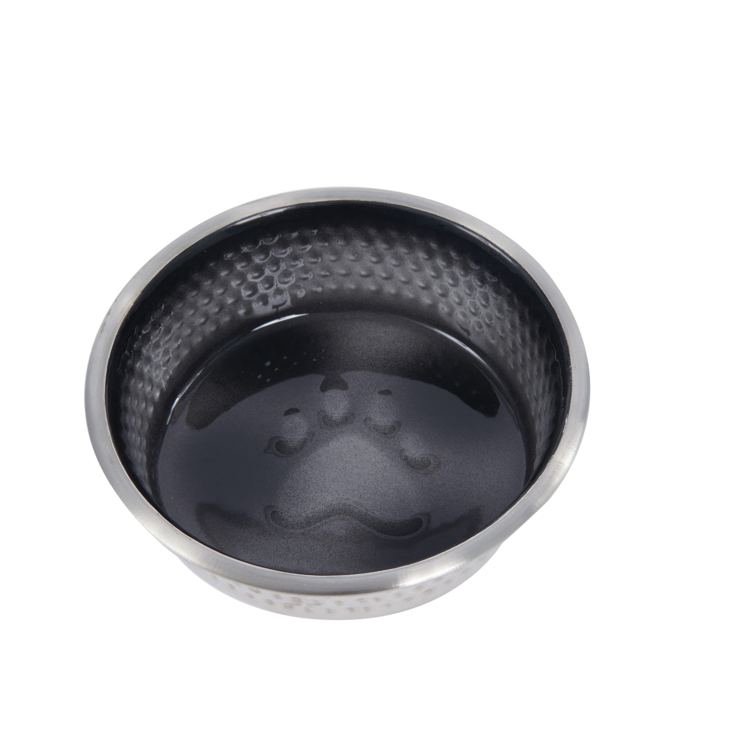 WeatherBeeta Non-Slip Stainless Steel Silicone Bone Dog Bowl, Dark Purple, 8"