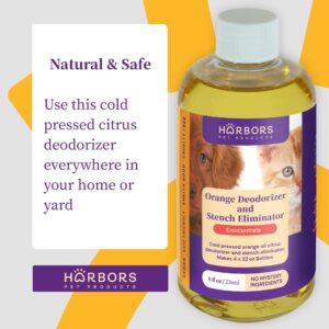 Harbor's Orange Deodorizer and Pet Stench Eliminator. Removes Dog & Cat Urine. Cleans Rugs, Furniture, and Mattresses with Pleasant Natural Aroma. Bottle of Concentrate Makes 1 Gal of Spray.