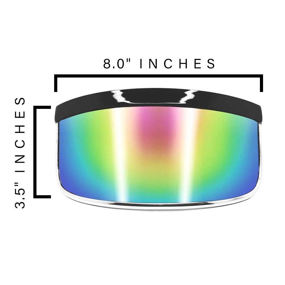 GloFX Visor Sunglasses - Rainbow Mirror Lens - Oversized Futuristic Shield Sunglasses - Perfect for EDM Raves, Music Festivals, Performance Art, Fashion