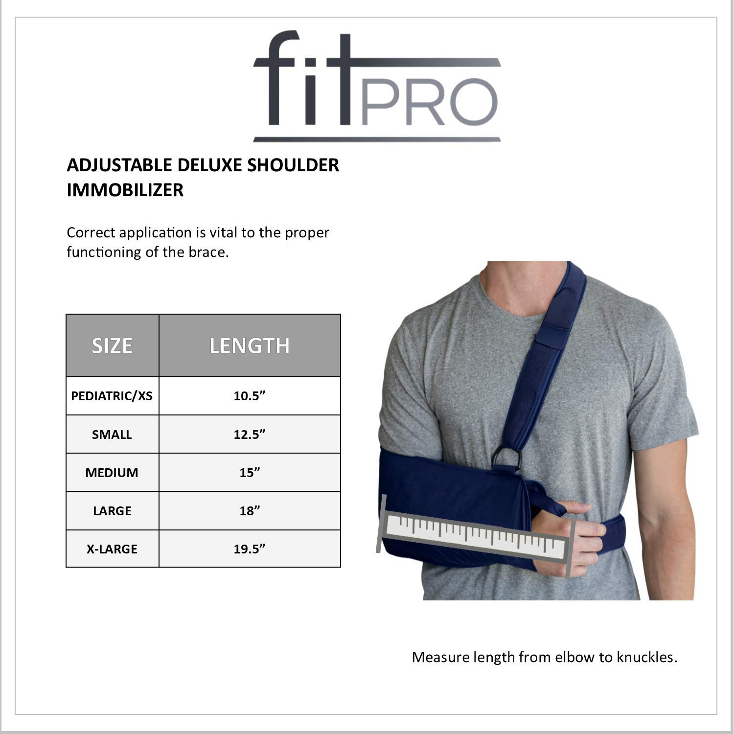 FitPro Adjustable Deluxe Shoulder Immoblizer, Small, Amazon Exclusive Brand, Black