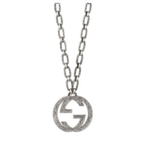 Gucci AURECO G Interlocking Silver Pendant 45CM