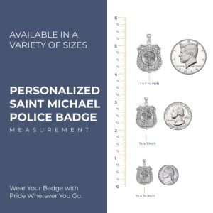 PicturesOnGold.com Solid 10K Yellow Gold Saint Michael Personalized Police Badge with Department & Badge Number - Size 1 x 1-1/4 Inch