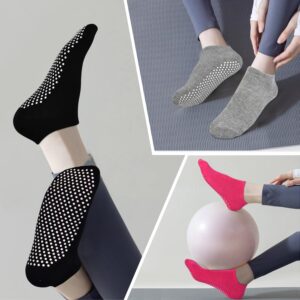 SkiBeaut Yoga Grips Non Slip Socks Pilates Anti Skid Sticky Grippers Ballet Barre Socks for Women 3 Pairs