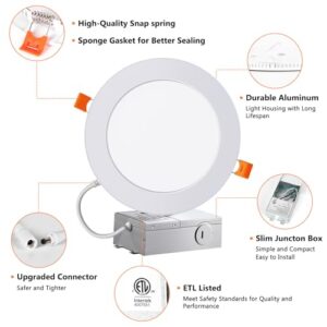 OOOLED Recessed Lighting 6 Inch, Canless LED Recessed Light Fixtures with Junction Box, 12W (100W Eqv), 950LM, 5000K Daylight, Dimmable LED Downlight and Ceiling Lights LED, ETL Listed, 12-Pack